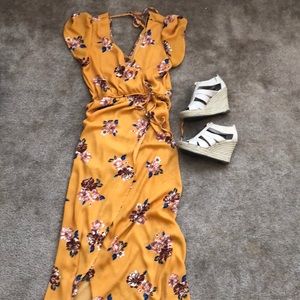 Mustard floral maxi dress